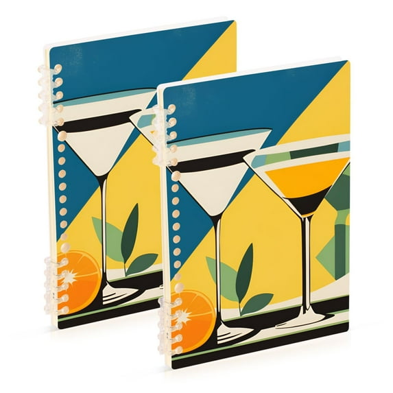 FORMRS 1-Subject Spiral Notebook 8" x 5" College Ruled 60 Refillable Sheet A5 Hard Cover, 2 Pack, Yellow Glasses