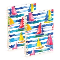 FORMRS 1-Subject Spiral Notebook 8" x 5" College Ruled 60 Refillable Sheet, 2 Pack, Yellow Hand Drawn Sailboats
