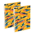 thumbnail image 1 of FORMRS 1-Subject Spiral Notebook 8" x 5" College Ruled 60 Refillable Sheet A5 Hard Cover, 2 Pack, Yellow Sardines Pattern, 1 of 7