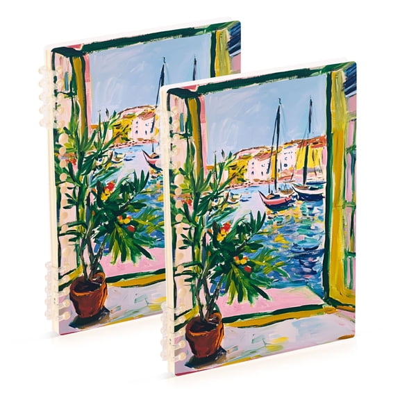 FORMRS 1-Subject Spiral Notebook 8" x 5" College Ruled 60 Refillable Sheet, 2 Pack, Yellow Window