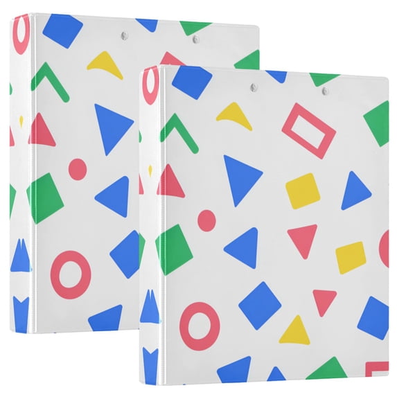 FORMRS 3 Ring Binder 1/2 inch with Pockets Set of 2 Clip Board 200 Sheets Capacity, Blue Retro Triangles