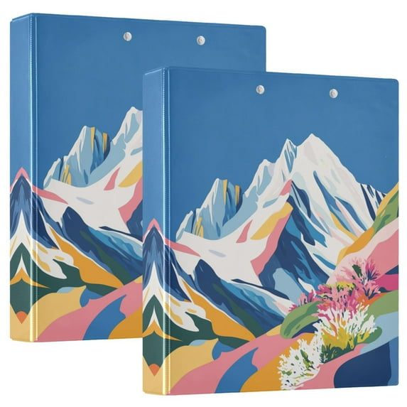 FORMRS 3 Ring Binder 1.5 inch with Pockets Clip Board 200 Sheets Capacity, Abstract Snow Mountain