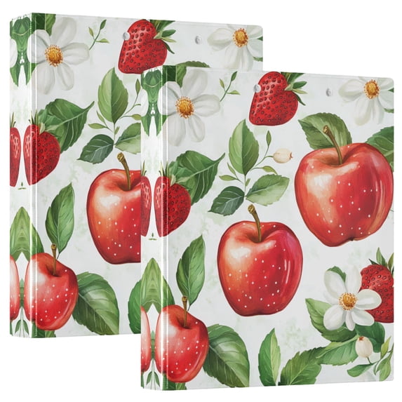 FORMRS 3 Ring Binder with Pockets 1.5" D-Rings Clip Board 200 Sheets Capacity, Apple Pattern