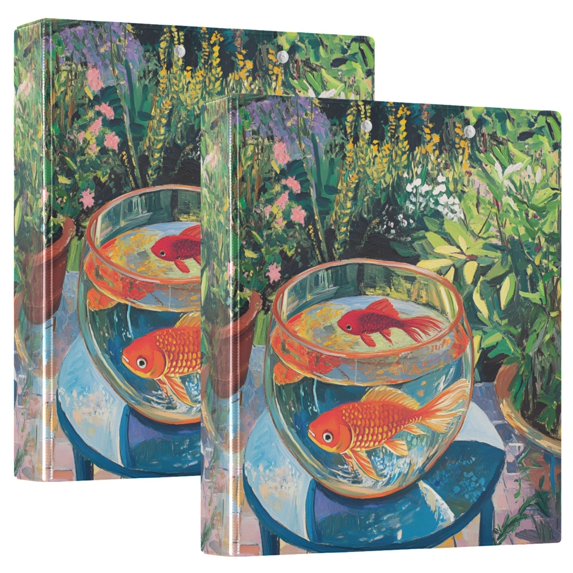 FORMRS 3 Ring Binder with Pockets 1.5" D-Rings Clip Board 200 Sheets Capacity, Art Goldfish Bowl