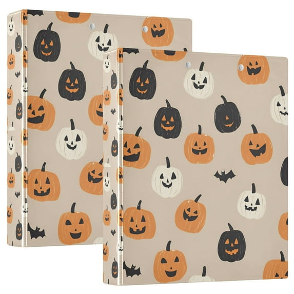 FORMRS 3 Ring Binder 1.5 inch with Pockets Clip Board 200 Sheets Capacity, Beige Halloween Pumpkin