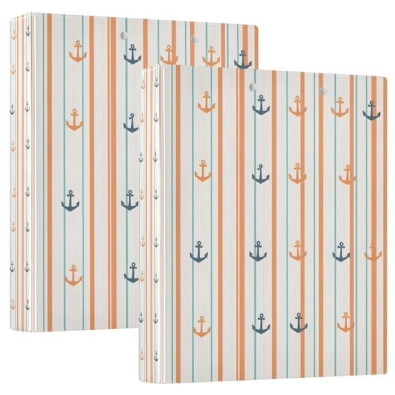 FORMRS 3 Ring Binder 1.5 inch with Pockets Clip Board 200 Sheets Capacity, Beige Nautical Pattern