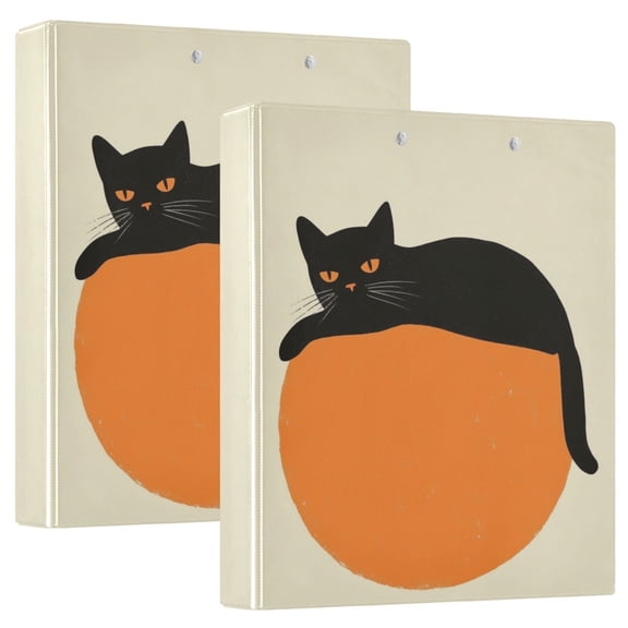 FORMRS 3 Ring Binder 1.5 inch with Pockets Clip Board 200 Sheets Capacity, Black Cat Orange Ball