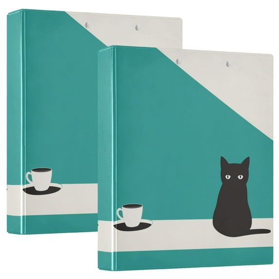 FORMRS 3 Ring Binder 1.5 inch with Pockets Clip Board 200 Sheets Capacity, Black Cat and Coffee