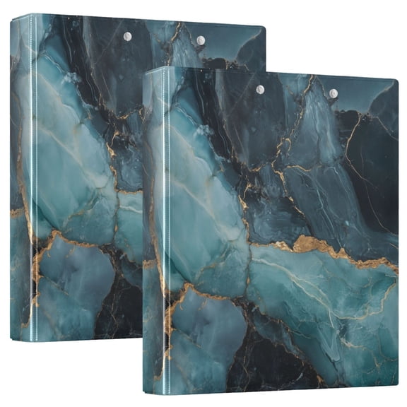 FORMRS 3 Ring Binder with Pockets 1.5" D-Rings Clip Board 200 Sheets Capacity, Black Marble
