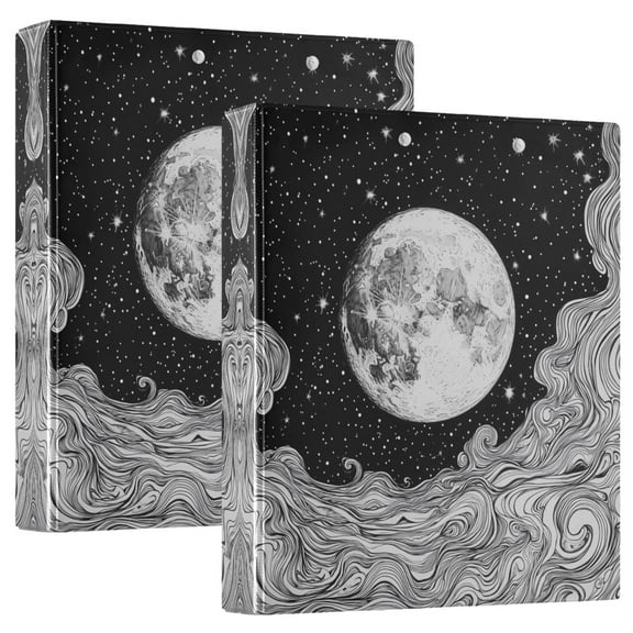 FORMRS 3 Ring Binder 1.5 inch with Pockets Clip Board 200 Sheets Capacity, Black Moon