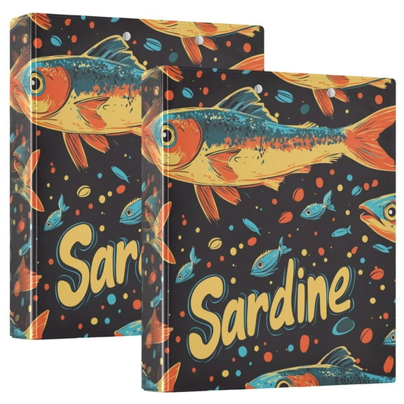 FORMRS 3 Ring Binder 1.5 inch with Pockets Clip Board 200 Sheets Capacity, Black Sardines Pattern