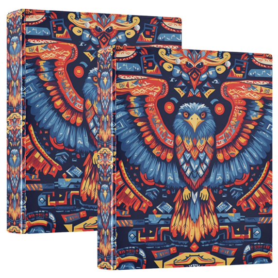FORMRS 3 Ring Binder 1.5 inch with Pockets Clip Board 200 Sheets Capacity, Blue Abstract Eagle