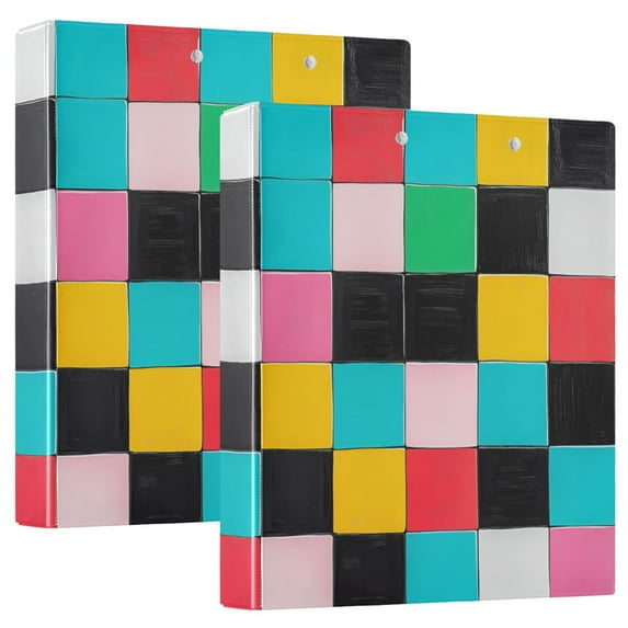 FORMRS 3 Ring Binder 1.5 inch with Pockets Clip Board 200 Sheets Capacity, Blue Checkered Pattern