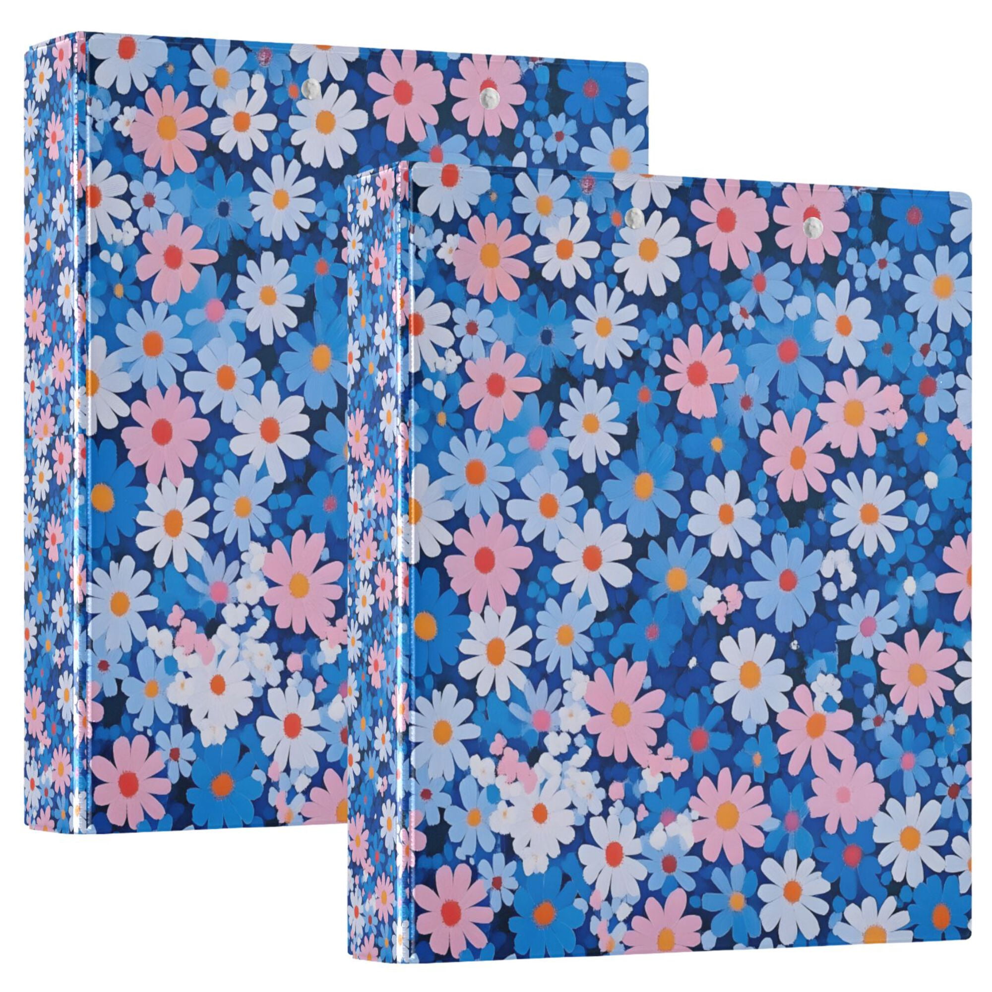 FORMRS 3 Ring Binder with Pockets 1.5" D-Rings Clip Board 200 Sheets Capacity, Blue Daisy