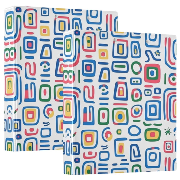 FORMRS 3 Ring Binder 1.5 inch with Pockets Clip Board 200 Sheets Capacity, Blue Retro Pattern