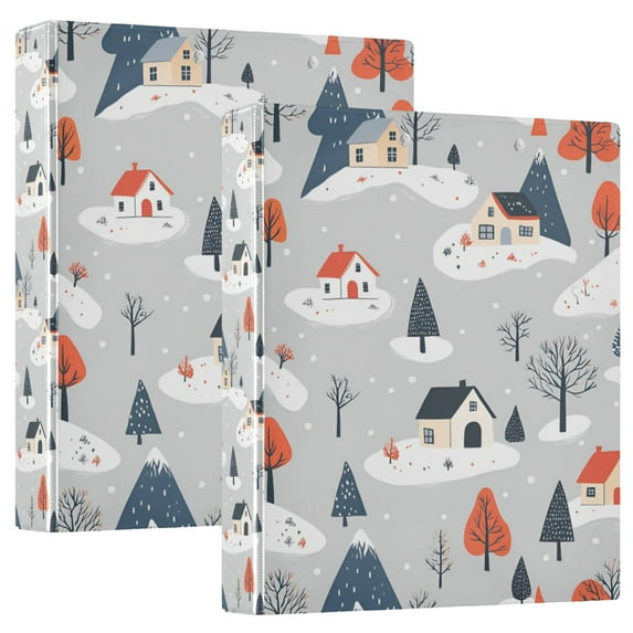 FORMRS 3 Ring Binder 1.5 inch with Pockets Clip Board 200 Sheets Capacity, Cartoon Blue Houses