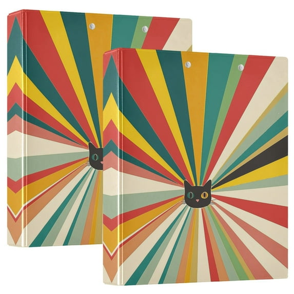 FORMRS 3 Ring Binder 1.5 inch with Pockets Clip Board 200 Sheets Capacity, Colorful Cat