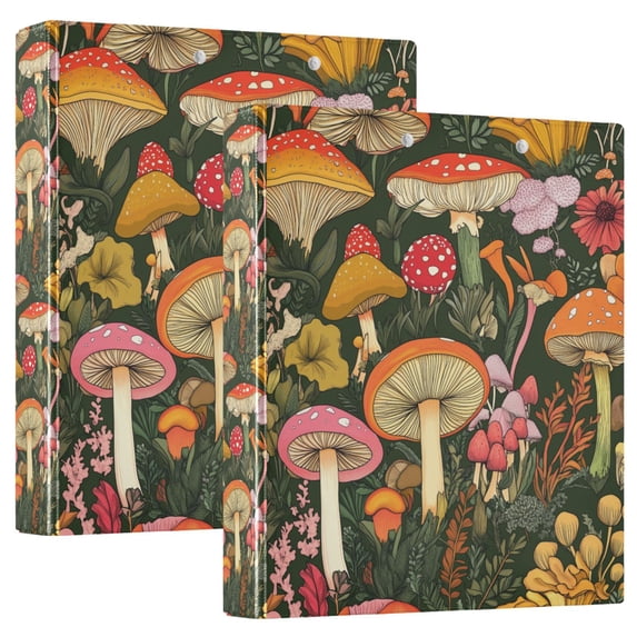 FORMRS 3 Ring Binder with Pockets 1.5" D-Rings Clip Board 200 Sheets Capacity, Colorful Mushroom
