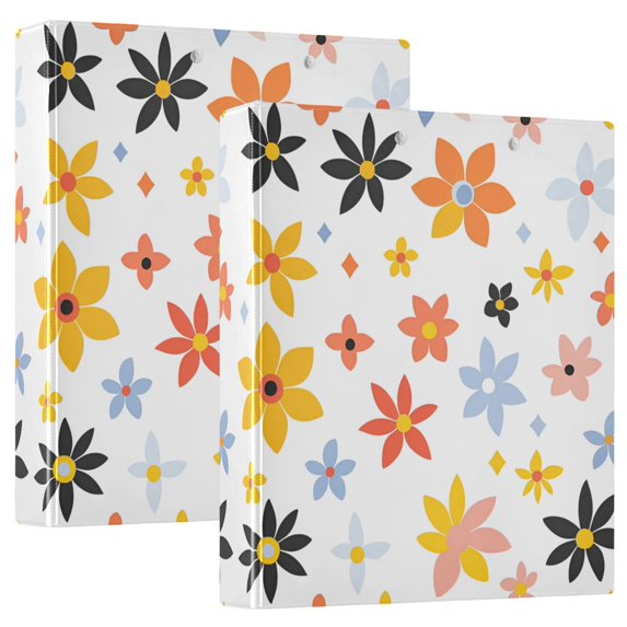 FORMRS 3 Ring Binder 1.5 inch with Pockets Clip Board 200 Sheets Capacity, Colorful Retro Floral