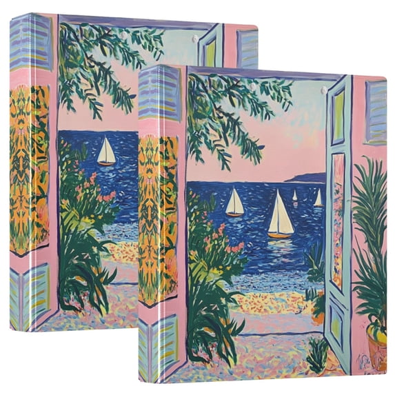 FORMRS 3 Ring Binder with Pockets 1.5" D-Rings Clip Board 200 Sheets Capacity, Colorful Seaside