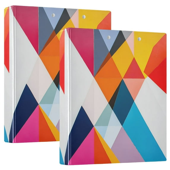 FORMRS 3 Ring Binder 1.5 inch with Pockets Clip Board 200 Sheets Capacity, Colorful Triangles