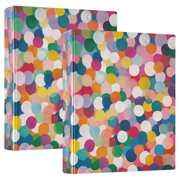 FORMRS 3 Ring Binder with Pockets 1.5" D-Rings Clip Board 200 Sheets Capacity, Dark Colorful Circles