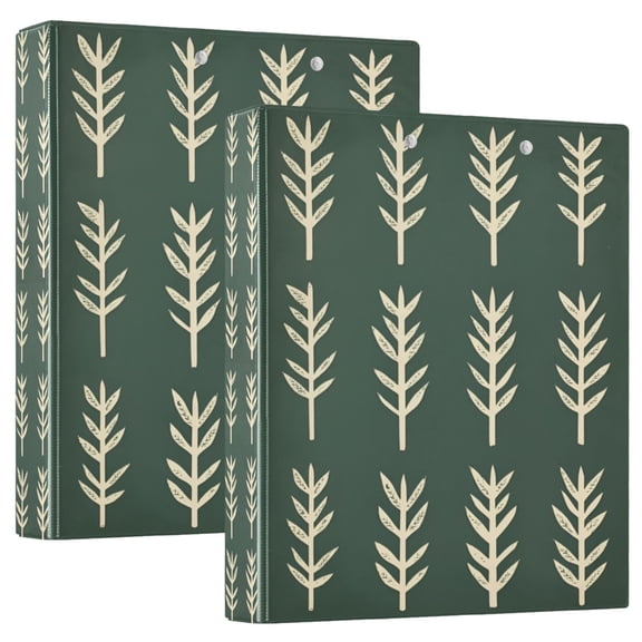 FORMRS 3 Ring Binder 1.5 inch with Pockets Clip Board 200 Sheets Capacity, Dark Green Leaves