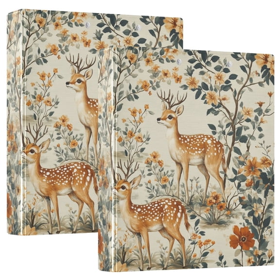 FORMRS 3 Ring Binder with Pockets 1.5" D-Rings Clip Board 200 Sheets Capacity, Deer Pattern