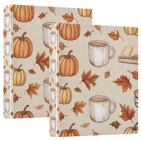 FORMRS 3 Ring Binder with Pockets 1.5" D-Rings Clip Board 200 Sheets Capacity, Fall Mug Pattern