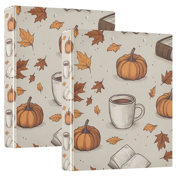 FORMRS 3 Ring Binder 1.5 inch with Pockets Clip Board 200 Sheets Capacity, Fall Pumpkin Pattern