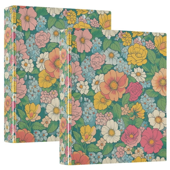 FORMRS 3 Ring Binder 1.5 inch with Pockets Clip Board 200 Sheets Capacity, Floral Pattern