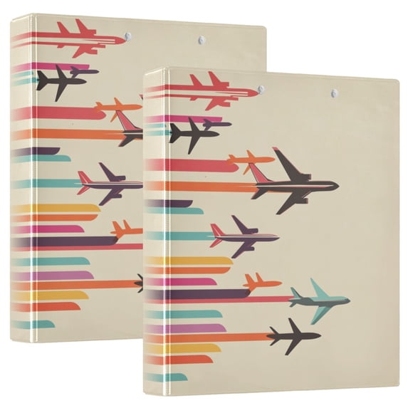 FORMRS 3 Ring Binder with Pockets 1.5" D-Rings Clip Board 200 Sheets Capacity, Flying Planes