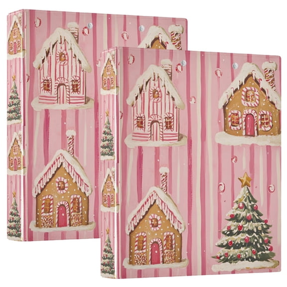 FORMRS 3 Ring Binder with Pockets 1.5" D-Rings Clip Board 200 Sheets Capacity, Gingerbread Houses