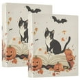 thumbnail image 1 of FORMRS 3 Ring Binder with Pockets 1.5" D-Rings Clip Board 200 Sheets Capacity, Gray Cartoon Halloween Cat, 1 of 8