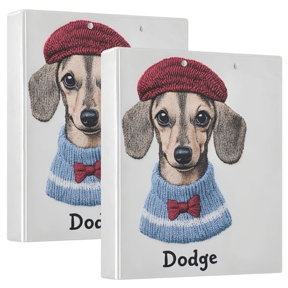 FORMRS 3 Ring Binder with Pockets 1.5" D-Rings Clip Board 200 Sheets Capacity, Gray Cute Dog Artist