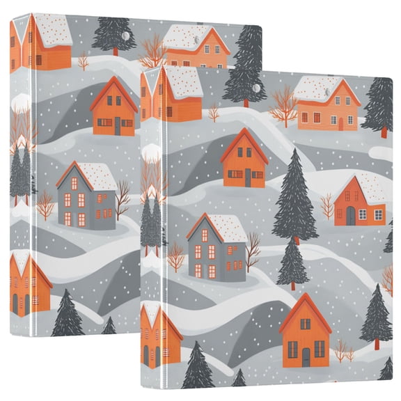 FORMRS 3 Ring Binder 1.5 inch with Pockets Clip Board 200 Sheets Capacity, Gray Snow Houses
