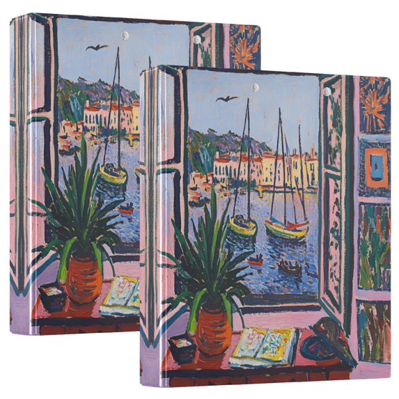 FORMRS 3 Ring Binder 1.5 inch with Pockets Clip Board 200 Sheets Capacity, Green Boat