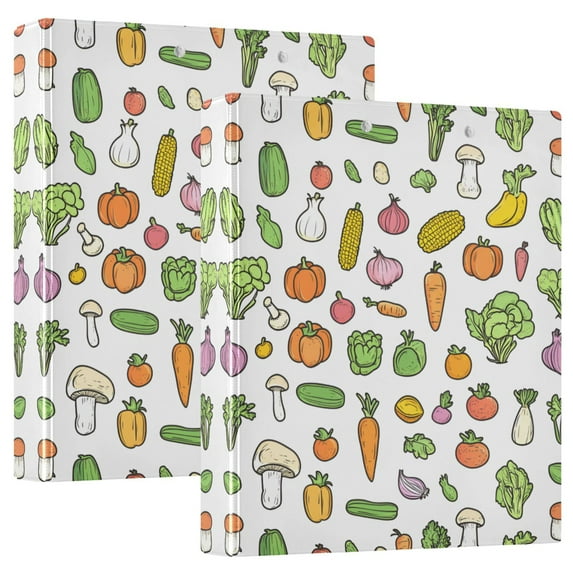 FORMRS 3 Ring Binder 1.5 inch with Pockets Clip Board 200 Sheets Capacity, Green Vegetables Pattern