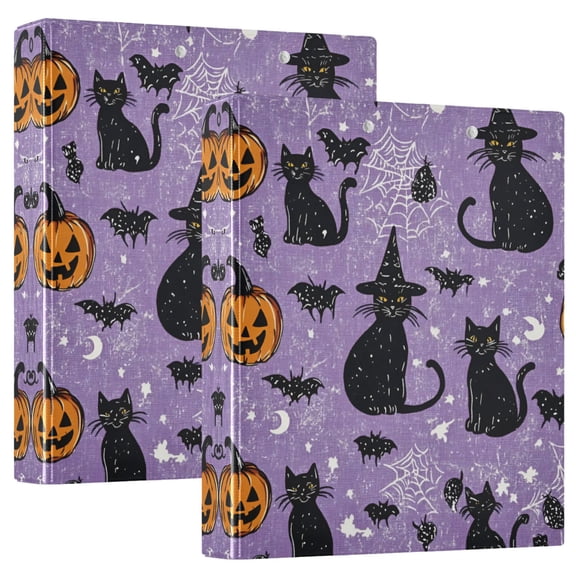 FORMRS 3 Ring Binder with Pockets 1.5" D-Rings Clip Board 200 Sheets Capacity, Halloween Cats