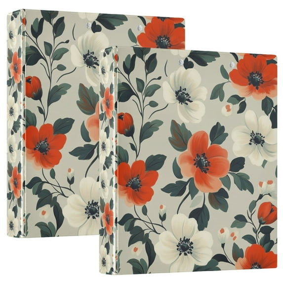 FORMRS 3 Ring Binder 1.5 inch with Pockets Clip Board 200 Sheets Capacity, Large Red Floral Pattern