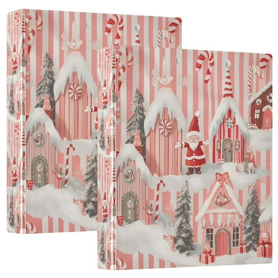 FORMRS 3 Ring Binder 1.5 inch with Pockets Clip Board 200 Sheets Capacity, Light Pink Gingerbread Houses