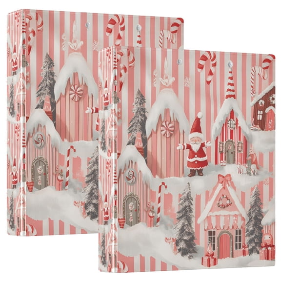 FORMRS 3 Ring Binder 1.5 inch with Pockets Clip Board 200 Sheets Capacity, Light Pink Gingerbread Houses