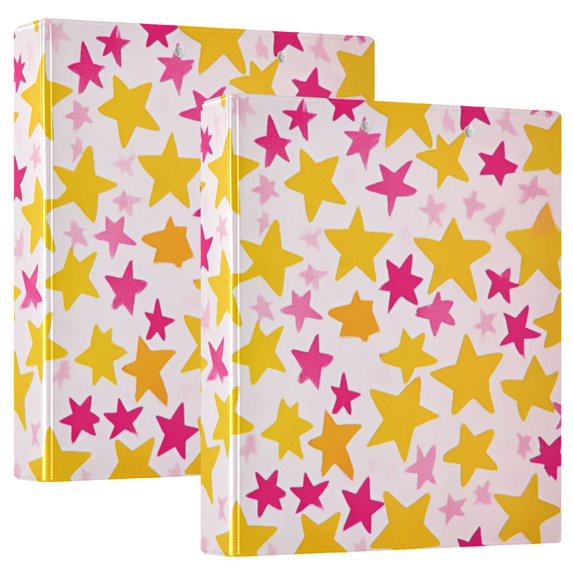 FORMRS 3 Ring Binder with Pockets 1.5" D-Rings Clip Board 200 Sheets Capacity, Light Pink Stars