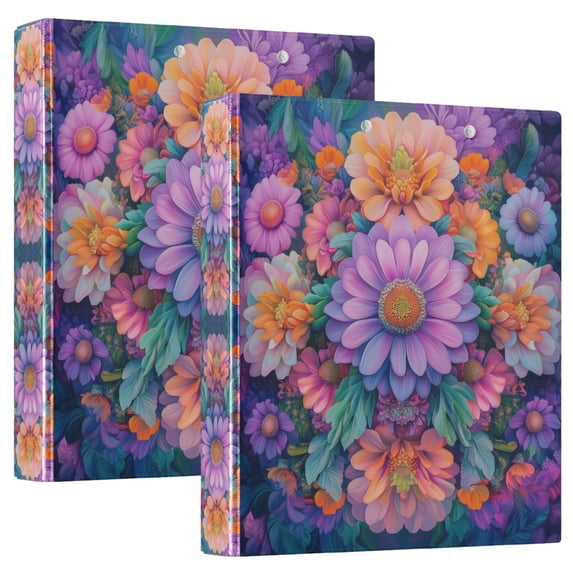 FORMRS 3 Ring Binder with Pockets 1.5" D-Rings Clip Board 200 Sheets Capacity, Light Purple Flowers