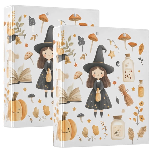 FORMRS 3 Ring Binder with Pockets 1.5" D-Rings Clip Board 200 Sheets Capacity, Magical Halloween Girl