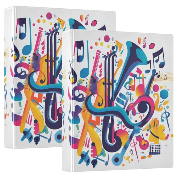 FORMRS 3 Ring Binder with Pockets 1.5" D-Rings Clip Board 200 Sheets Capacity, Musical Pattern
