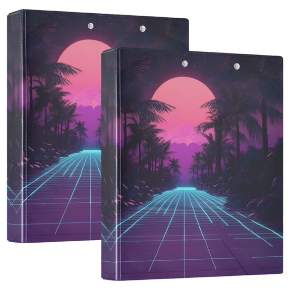 FORMRS 3 Ring Binder 1.5 inch with Pockets Clip Board 200 Sheets Capacity, Night Neon Road