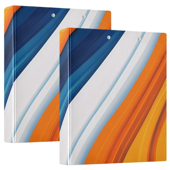 FORMRS 3 Ring Binder with Pockets 1.5" D-Rings Clip Board 200 Sheets Capacity, Orange Abstract Wavy
