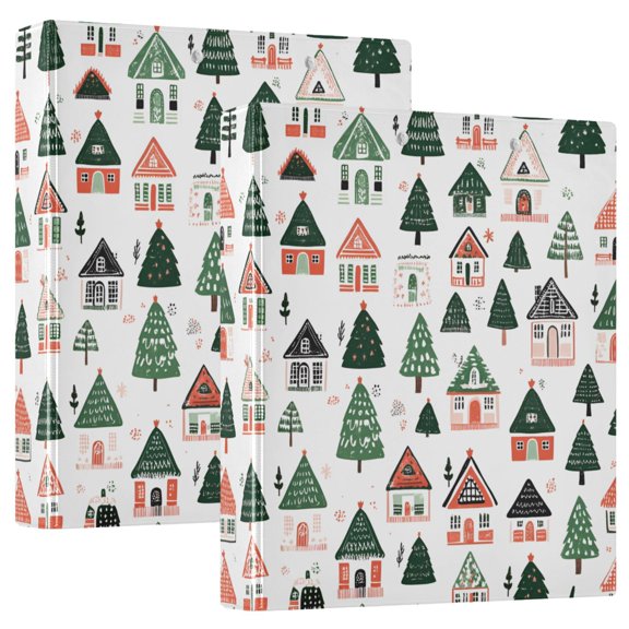 FORMRS 3 Ring Binder with Pockets 1.5" D-Rings Clip Board 200 Sheets Capacity, Orange Christmas House