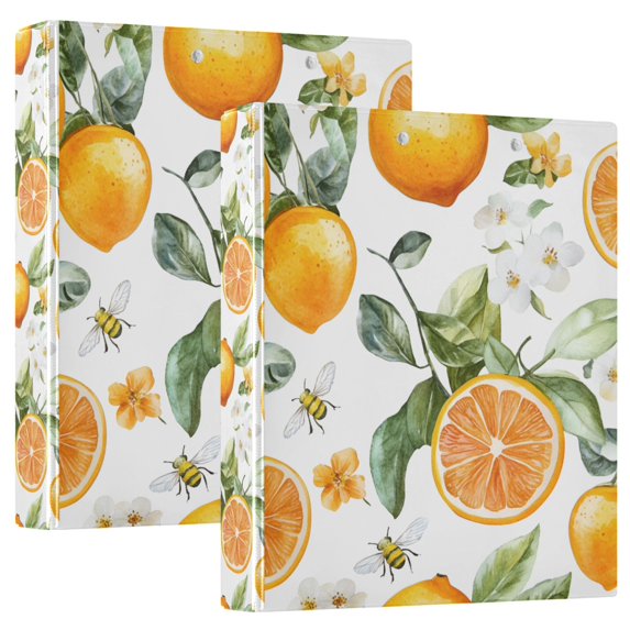 FORMRS 3 Ring Binder 1.5 inch with Pockets Clip Board 200 Sheets Capacity, Orange Watercolor Bees